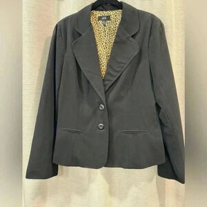 AGB Black Blazer Animal Print Lining Womens Size 14